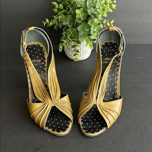 Moschino Avocado Green Open-Toe Heels